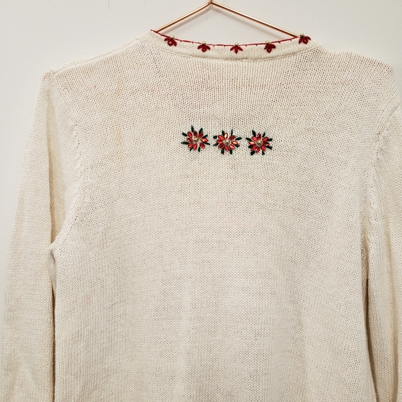 Vintage 90s Style Co MACYs Ugly Christmas Sweater Beaded Reindeer Zip Front Card - Picture 10 of 12